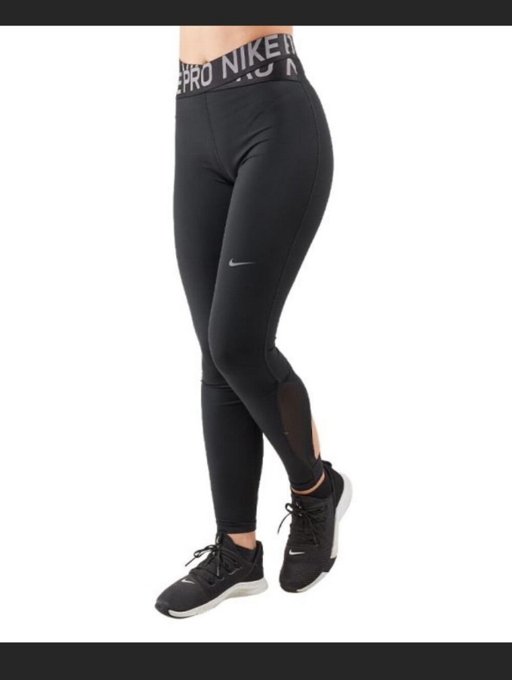 Nike Black High-Waist Performance Leggings with Logo Waistband SZ M